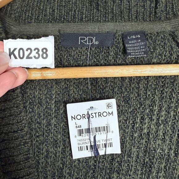 RDI Cardigan Burnt Olive Twist Olive Green Brown Sweater Size Large Oversized - Picture 9 of 10